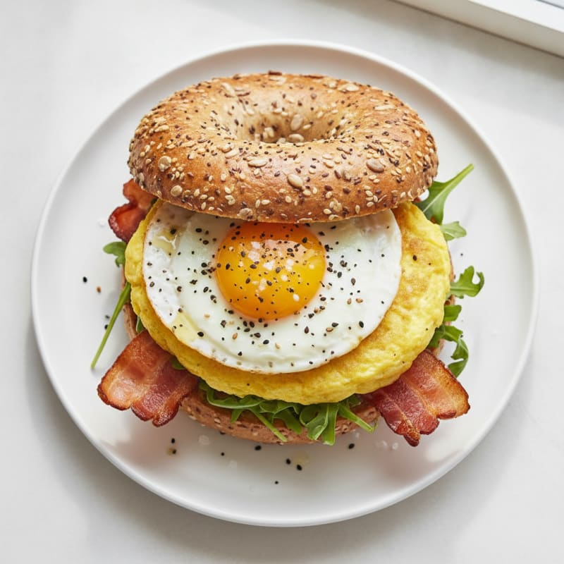 Breakfast Bagel with Fried Egg