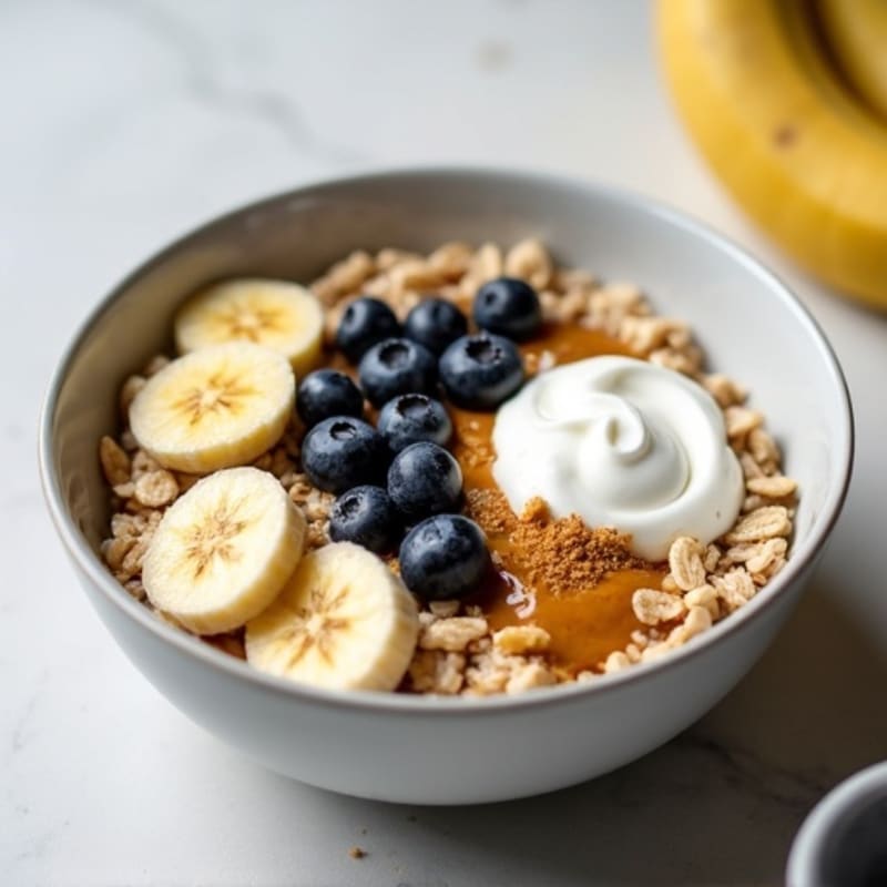 Power-Packed Banana Oatmeal with Almond Butter and Berries