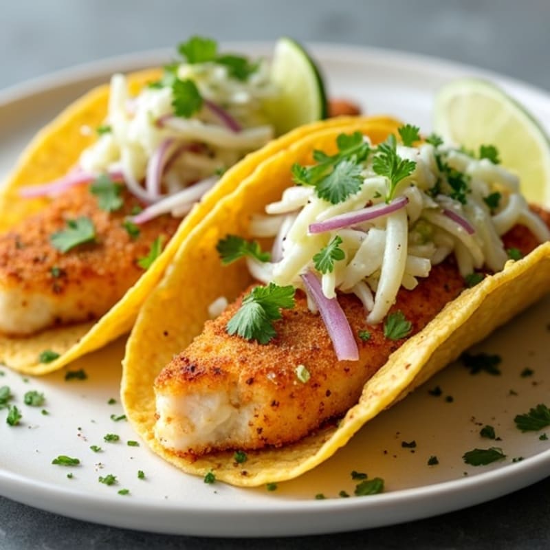 Crispy Baked Cod Fish Tacos with Lime Slaw