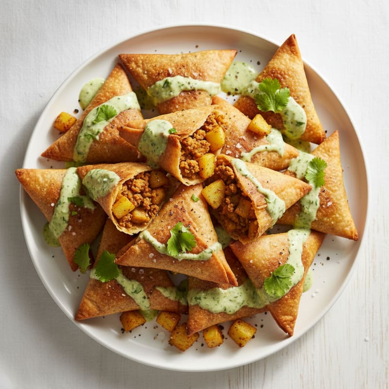 Crispy Spiced Potato Samosas with Zesty Chutney