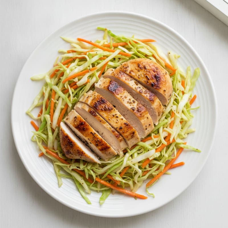 Grilled Chicken Breast with Crunchy Cabbage Slaw