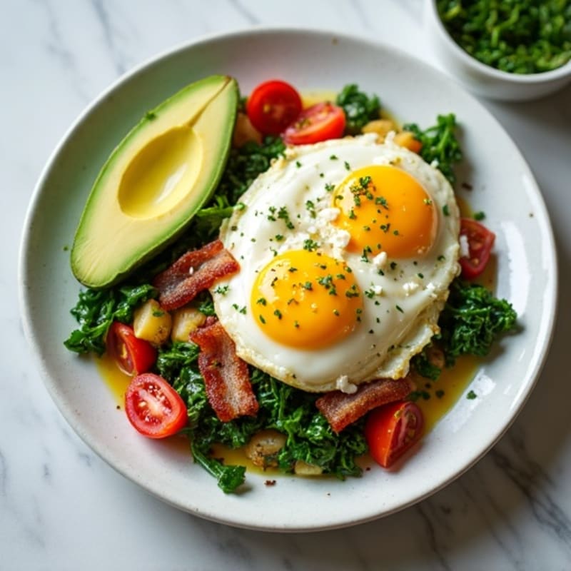 Egg White Scramble with Spinach and Turkey Bacon