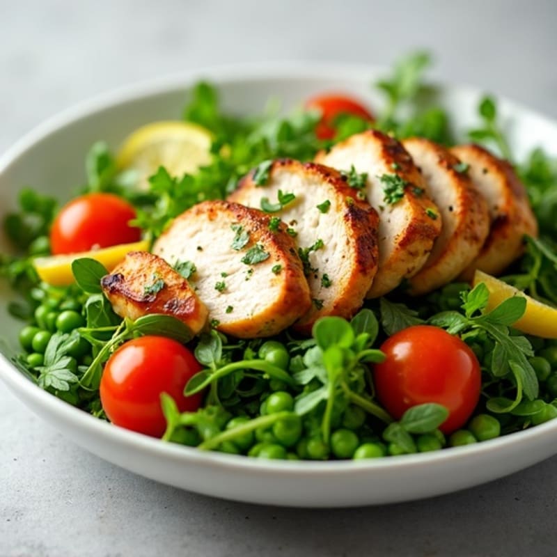 Grilled Chicken Salad with Peas and Herb Vinaigrette