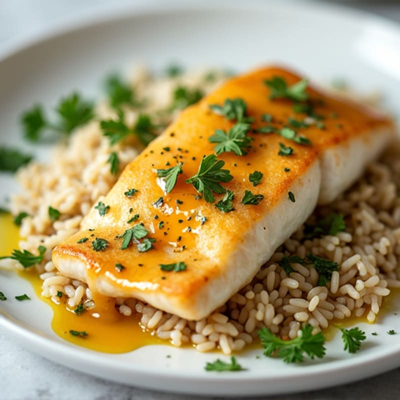 Pan-Seared Lemon Garlic Catfish with Herbed Rice