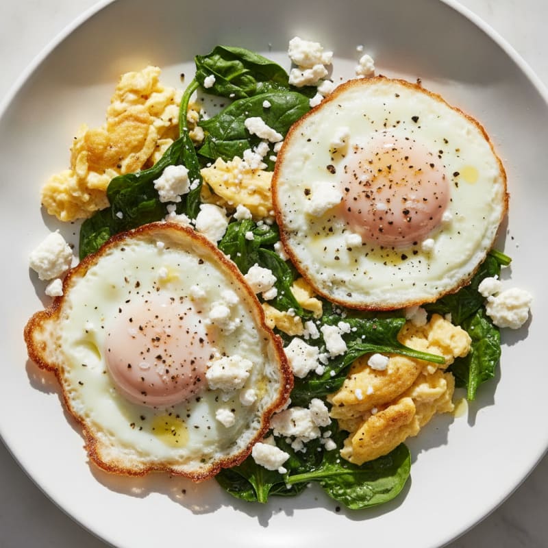 Eggs with Sautéed Greens and Feta