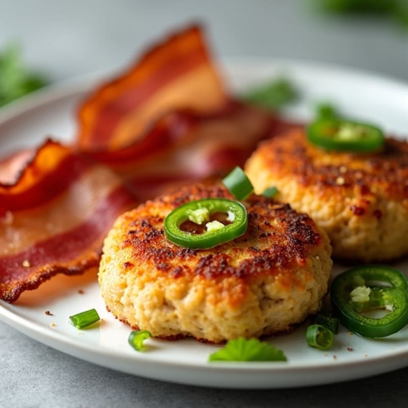 Spicy Chicken Jalapeño Patties with Crispy Turkey Bacon