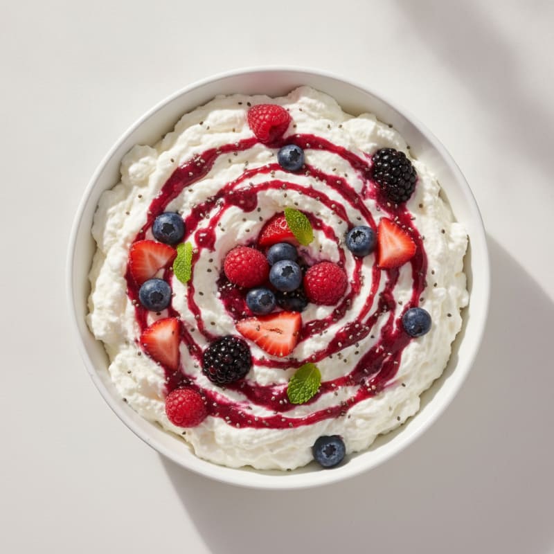 Greek Yogurt Protein Mousse with Mixed Berries