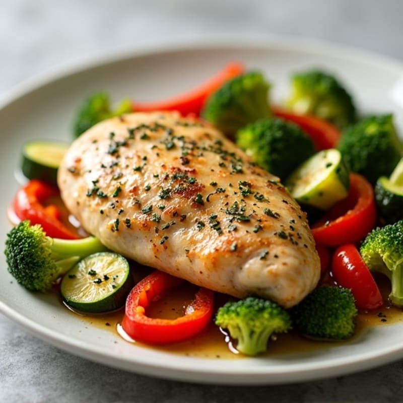 Herb-Roasted Chicken with Garlic Sautéed Vegetables
