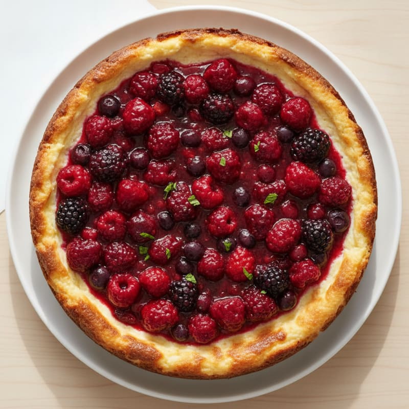 Cottage Cheese Protein Cheesecake with Mixed Berries