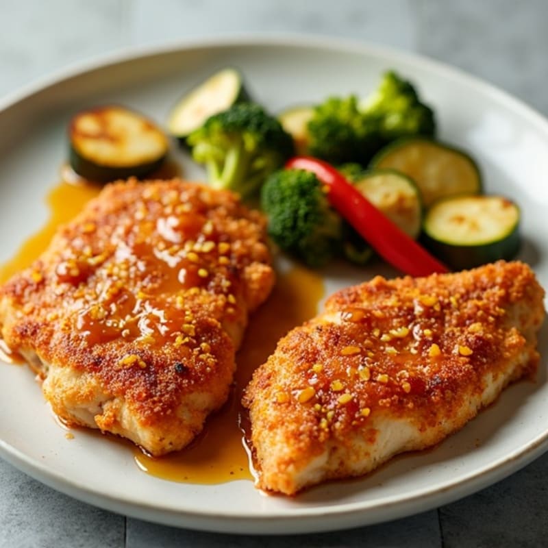 Crispy Baked Sweet and Sour Chicken with Roasted Vegetables