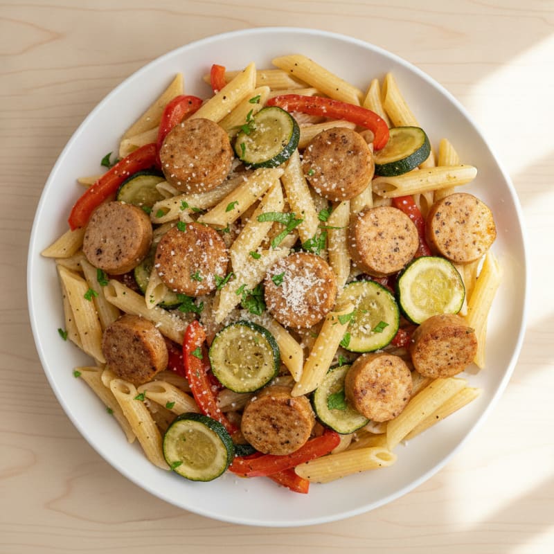 Chicken Sausage Pasta with Roasted Vegetables