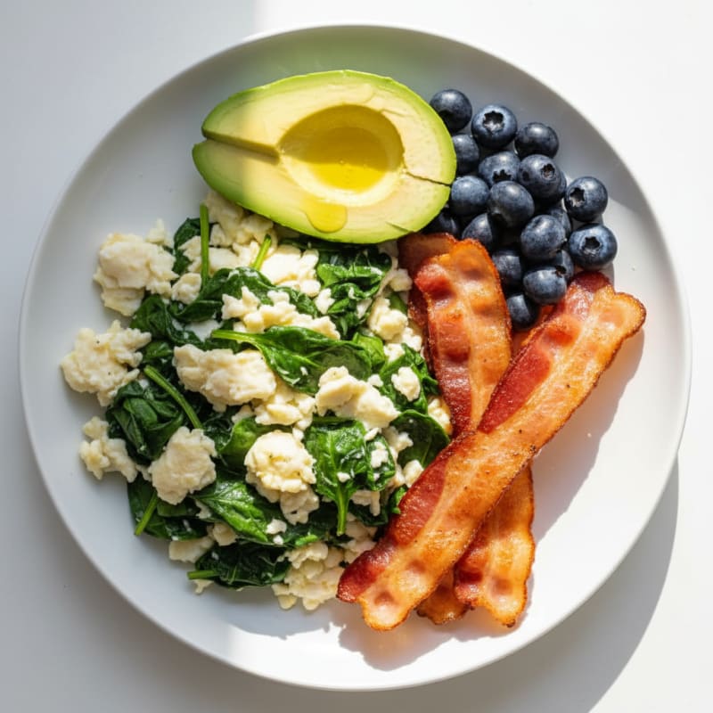 Crispy Turkey Bacon and Egg White Scramble with Spinach