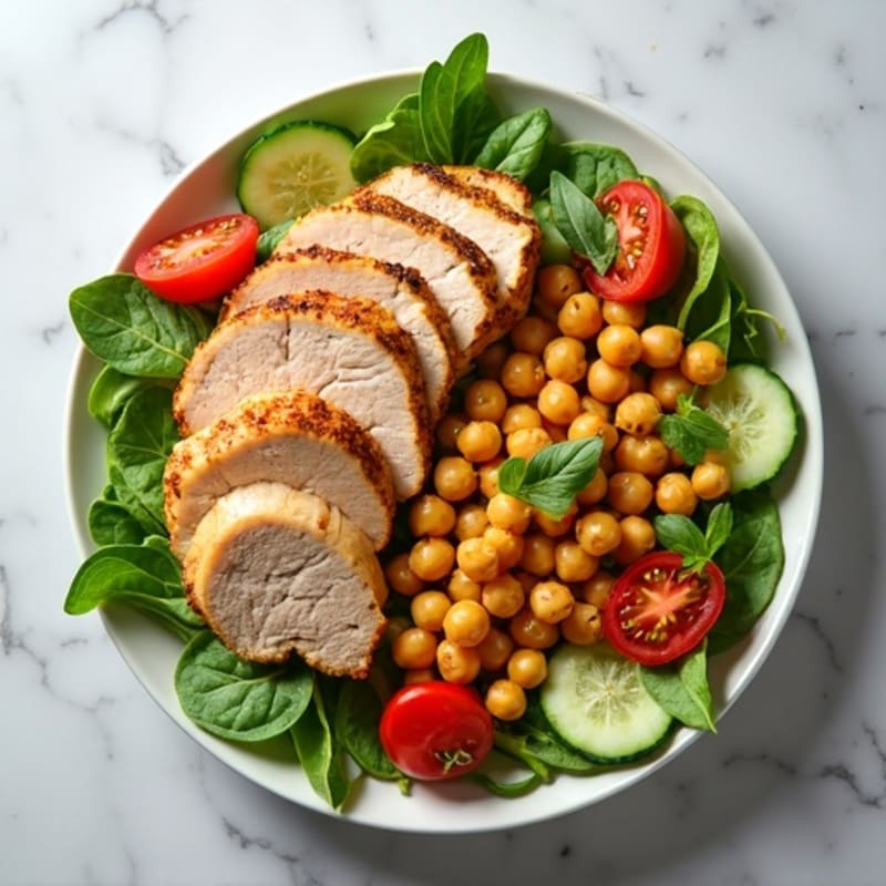 Grilled Turkey Breast Salad with Crispy Chickpeas