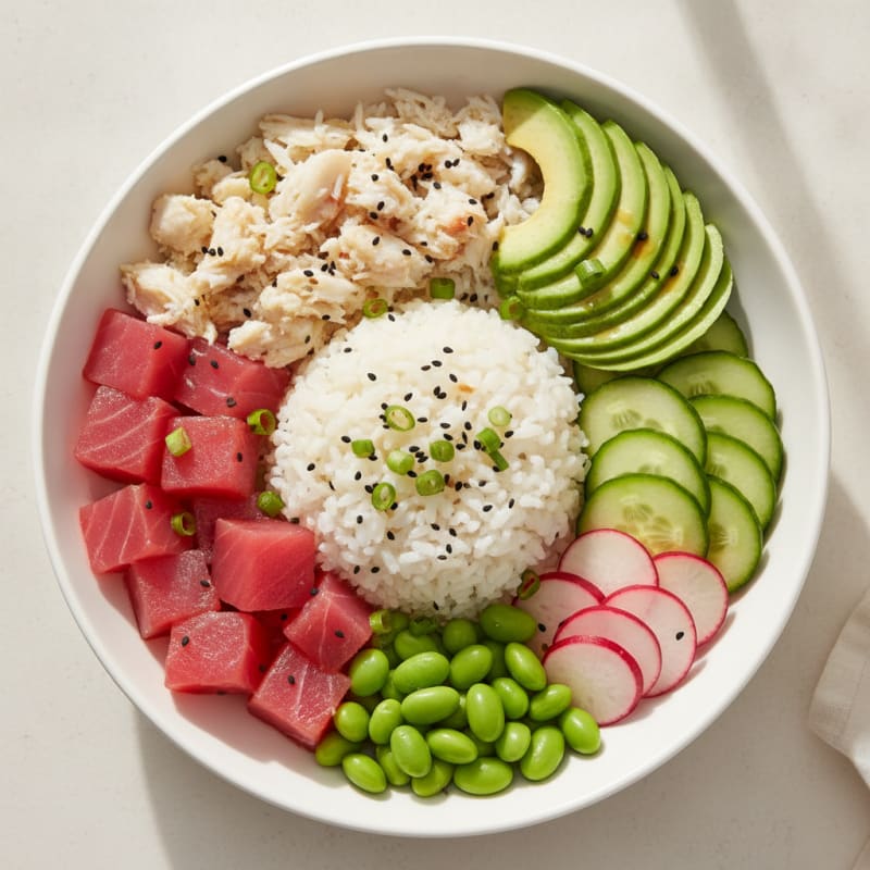Ahi Tuna and Crab Rice Bowl