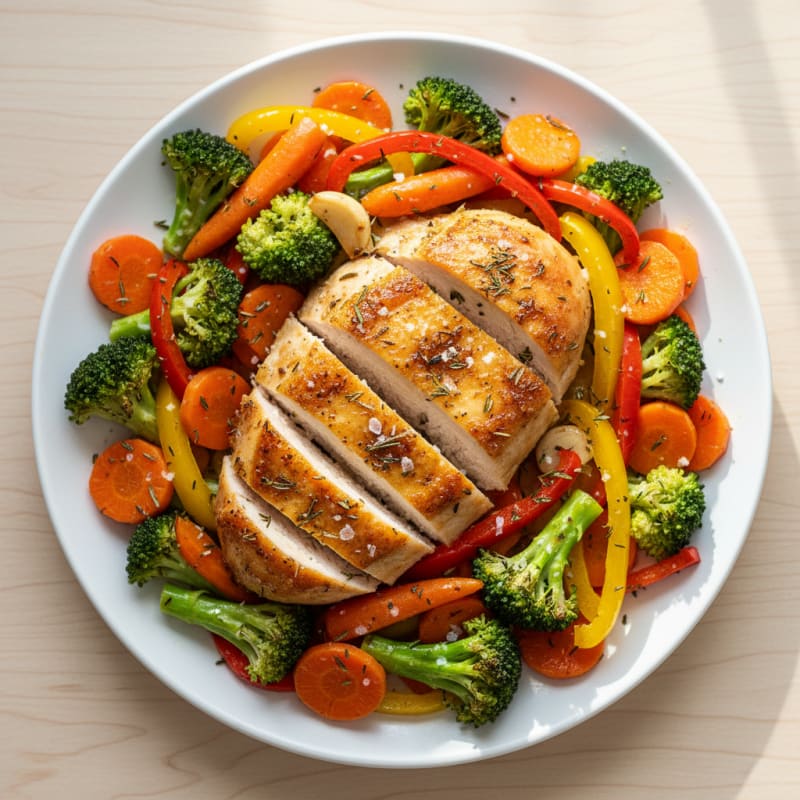 Crispy Lemon Herb Roasted Chicken and Vegetables