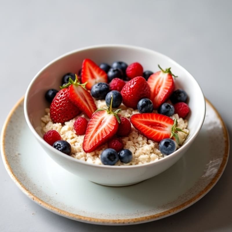 Fluffy Protein Oatmeal with Fresh Berries