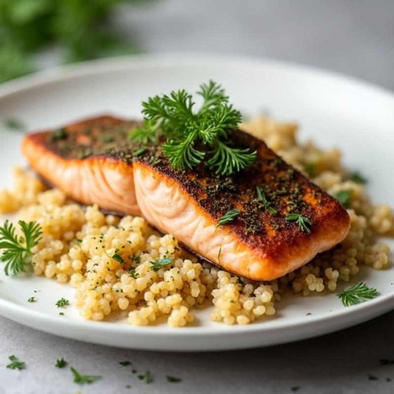 Herb-Crusted Pan Seared Salmon with Quinoa