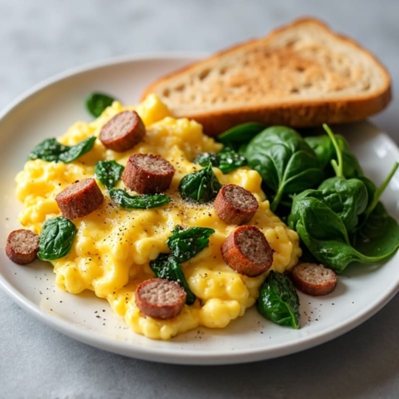 Egg White and Turkey Sausage Scramble with Spinach