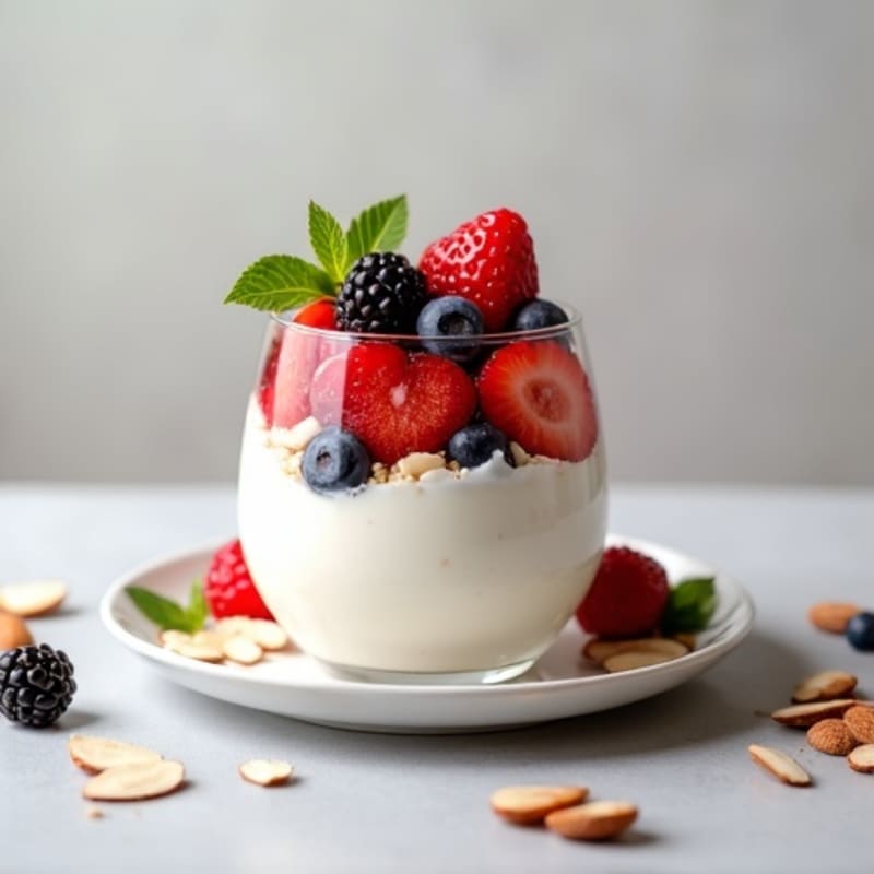 Greek Yogurt Protein Parfait with Mixed Berries and Almonds