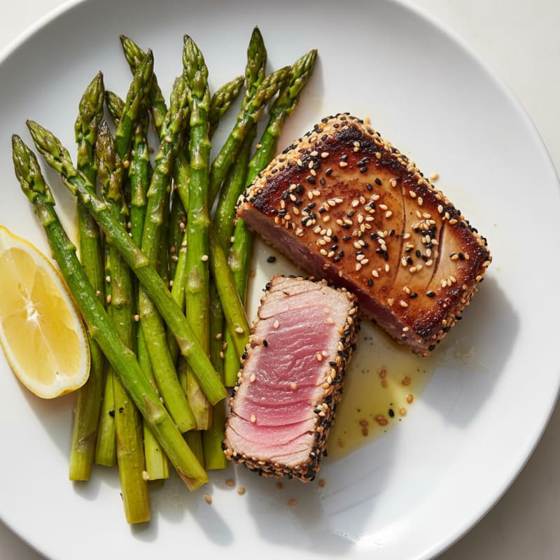 Seared Tuna Steak with Roasted Asparagus