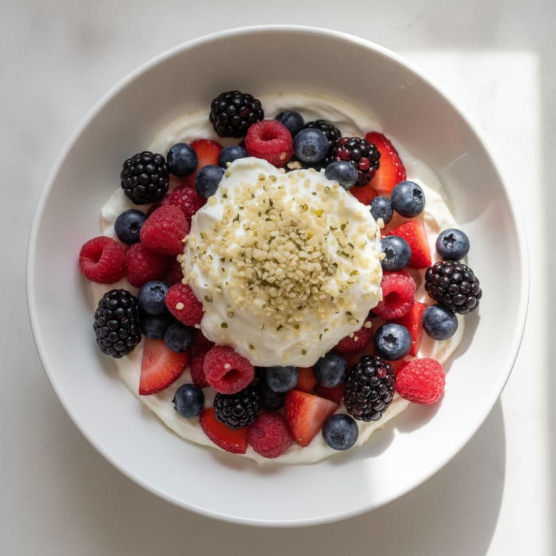 Vanilla Greek Yogurt Protein Parfait with Mixed Berries