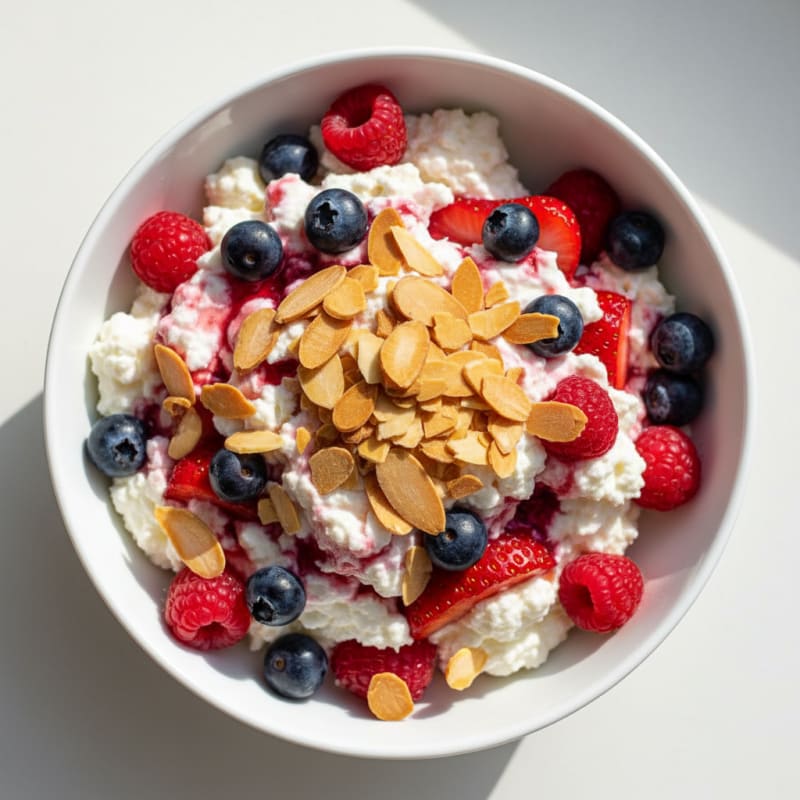 Greek Yogurt Protein Parfait with Mixed Berries and Almonds