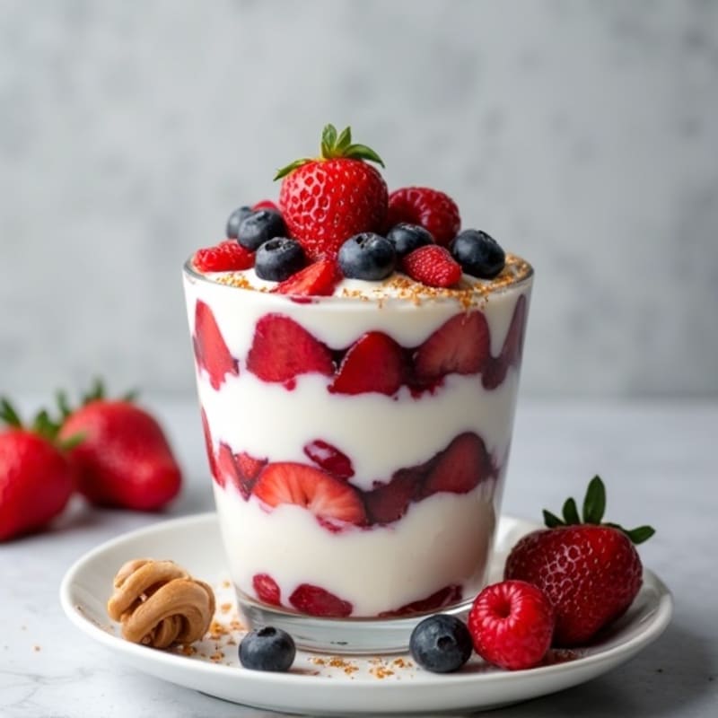 Greek Yogurt Protein Parfait with Mixed Berries and Almond Butter