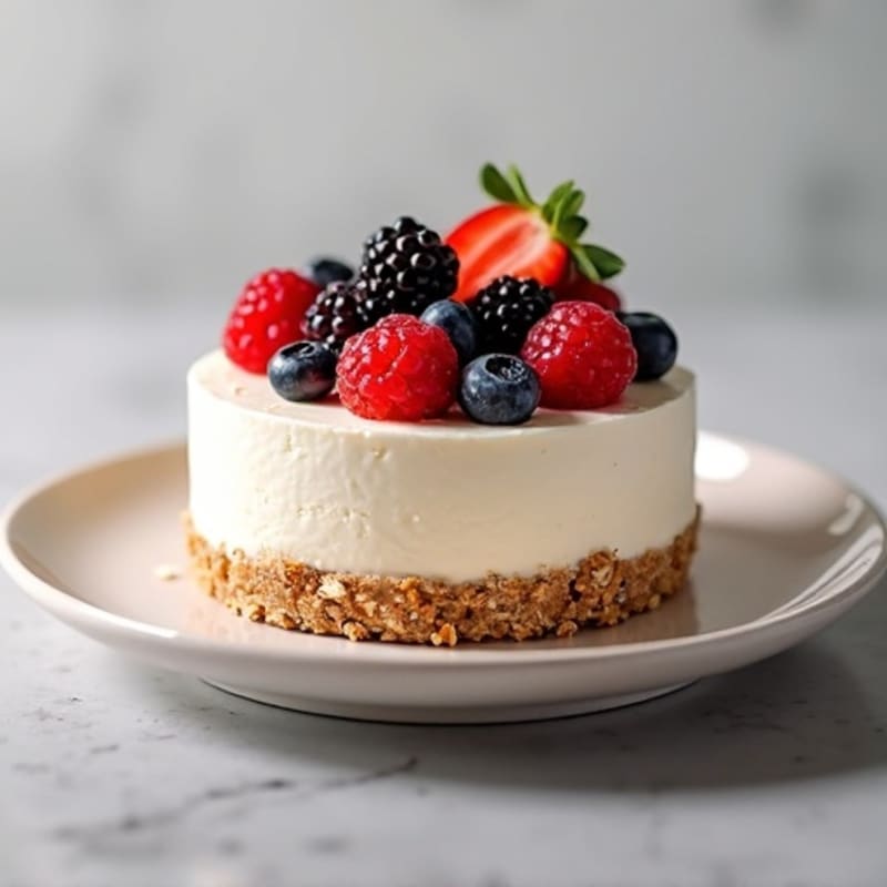 Greek Yogurt Protein Cheesecake with Mixed Berries