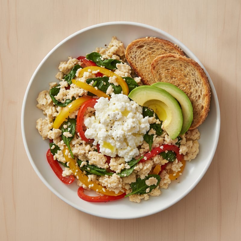 Egg White Veggie Scramble with Cottage Cheese
