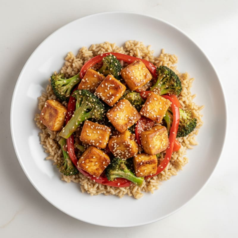 Crispy Paneer Stir-Fry with Brown Rice