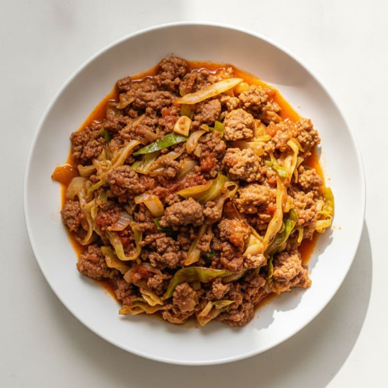 Braised Cabbage with Savory Ground Beef
