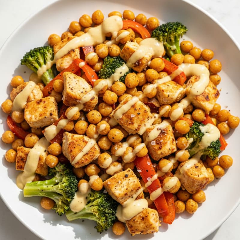 Crispy Roasted Chickpea and Veggie Bowl