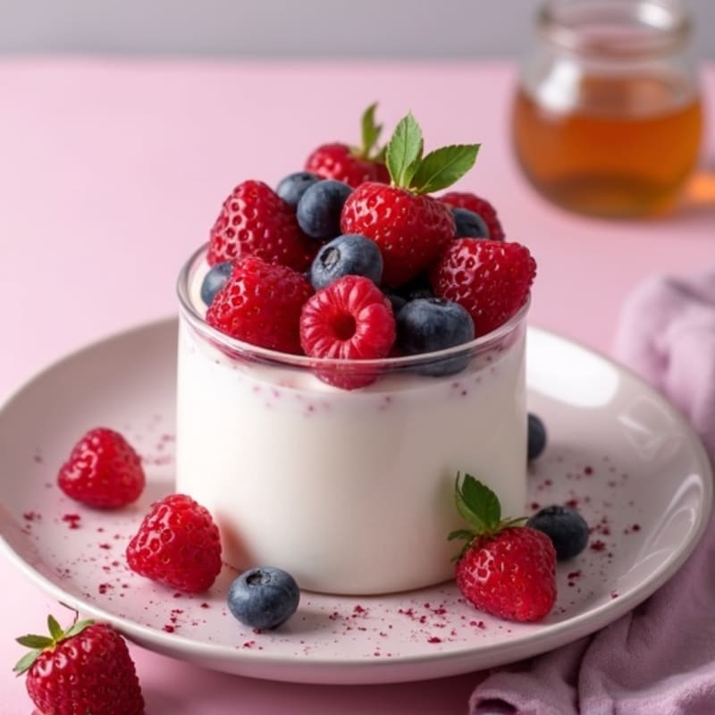 Silky Greek Yogurt Protein Pudding with Mixed Berries