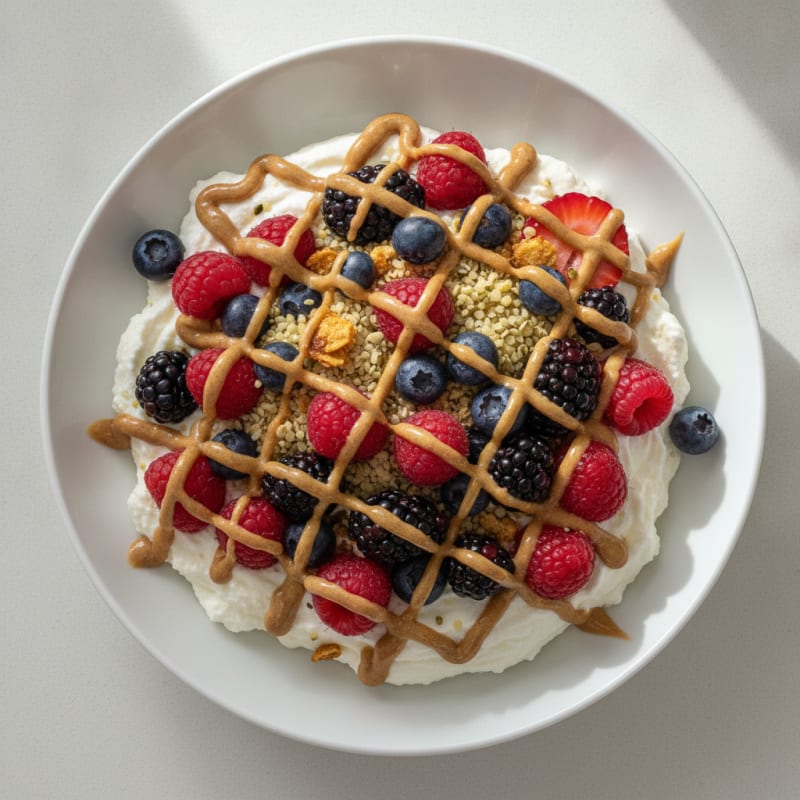 Silky Greek Yogurt Protein Mousse with Mixed Berries