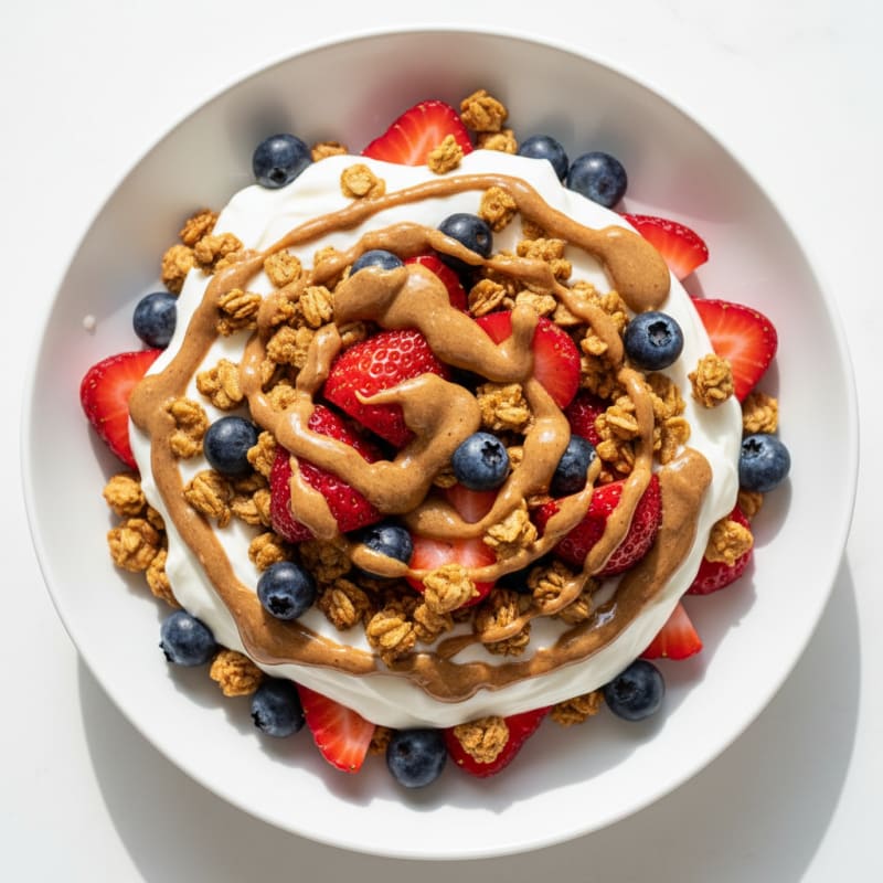 Creamy Greek Yogurt Parfait with Mixed Berries and Almond Butter