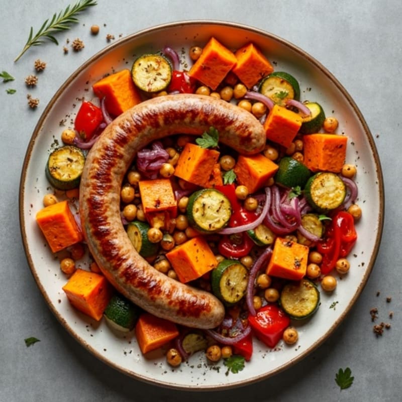 Herb-Roasted Sausage and Sweet Potato Sheet Pan Dinner