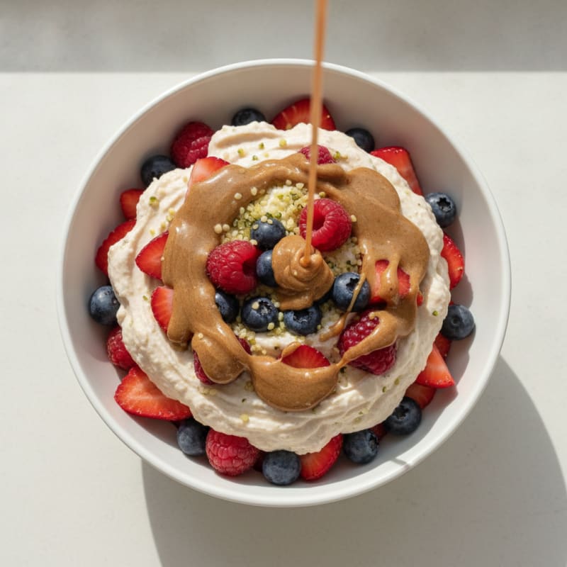 Greek Yogurt Protein Parfait with Mixed Berries and Almond Butter