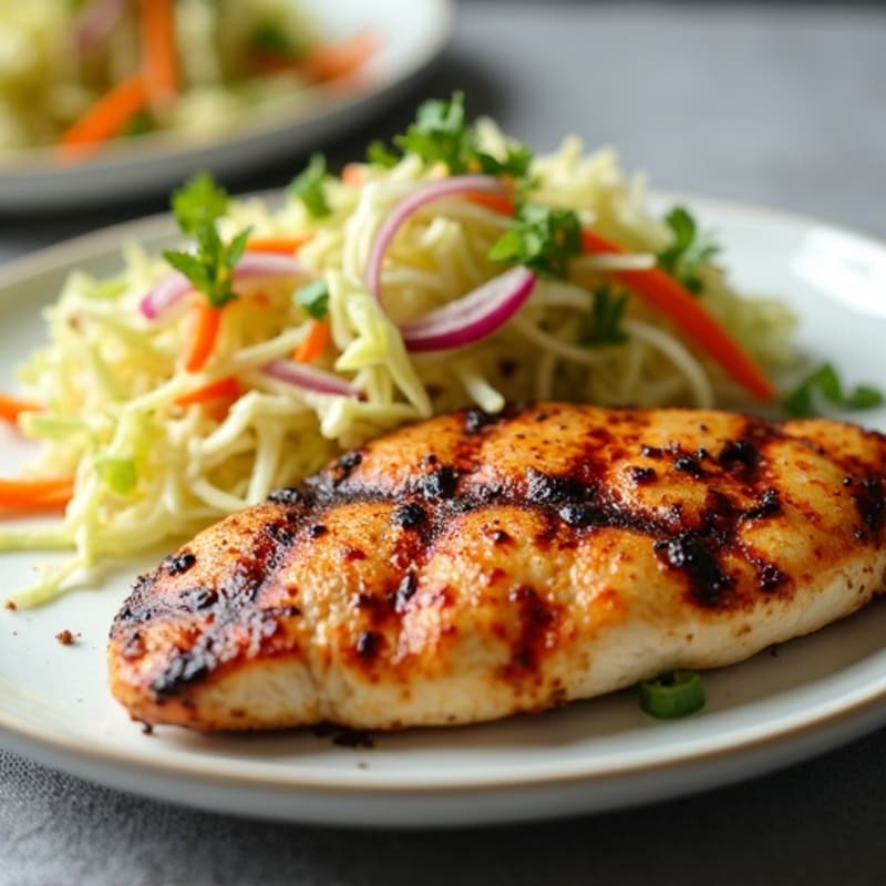 Grilled Chicken Breast with Crunchy Cabbage Slaw