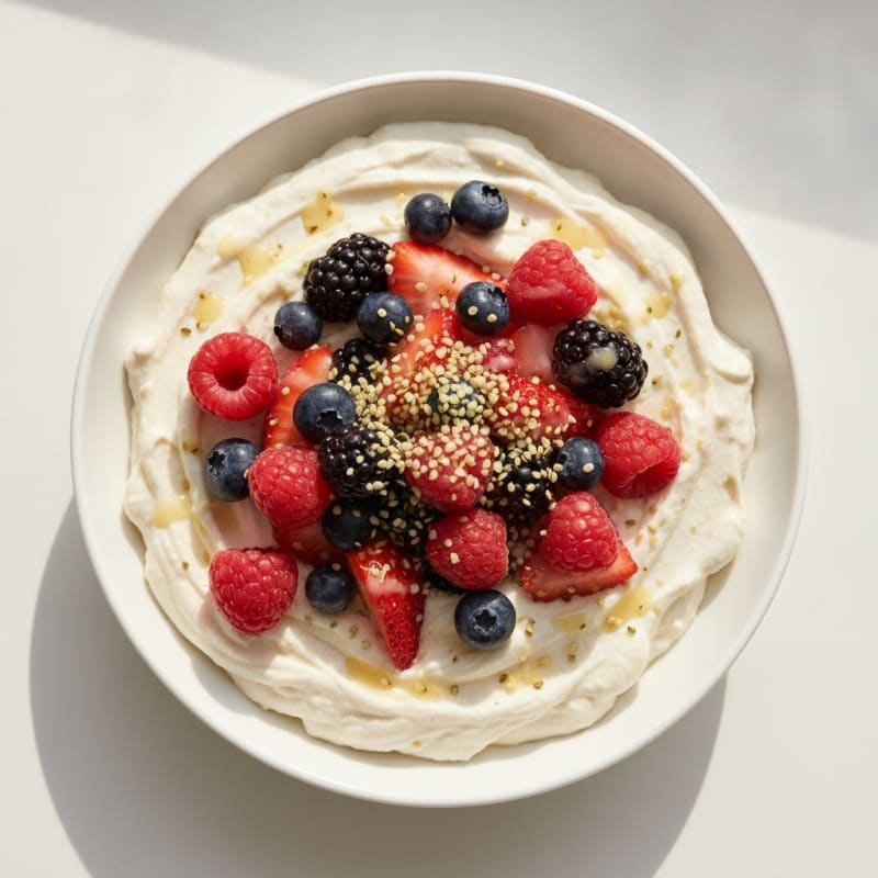 Silky Greek Yogurt Protein Mousse with Mixed Berries