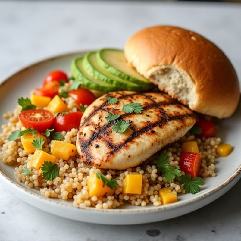 Grilled Chicken Breast with Quinoa and Roasted Vegetables