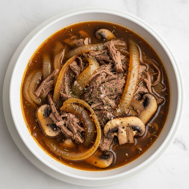 Caramelized Onion and Silky Beef Broth