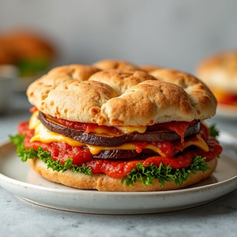 Crispy Baked Eggplant Parmesan Sandwich