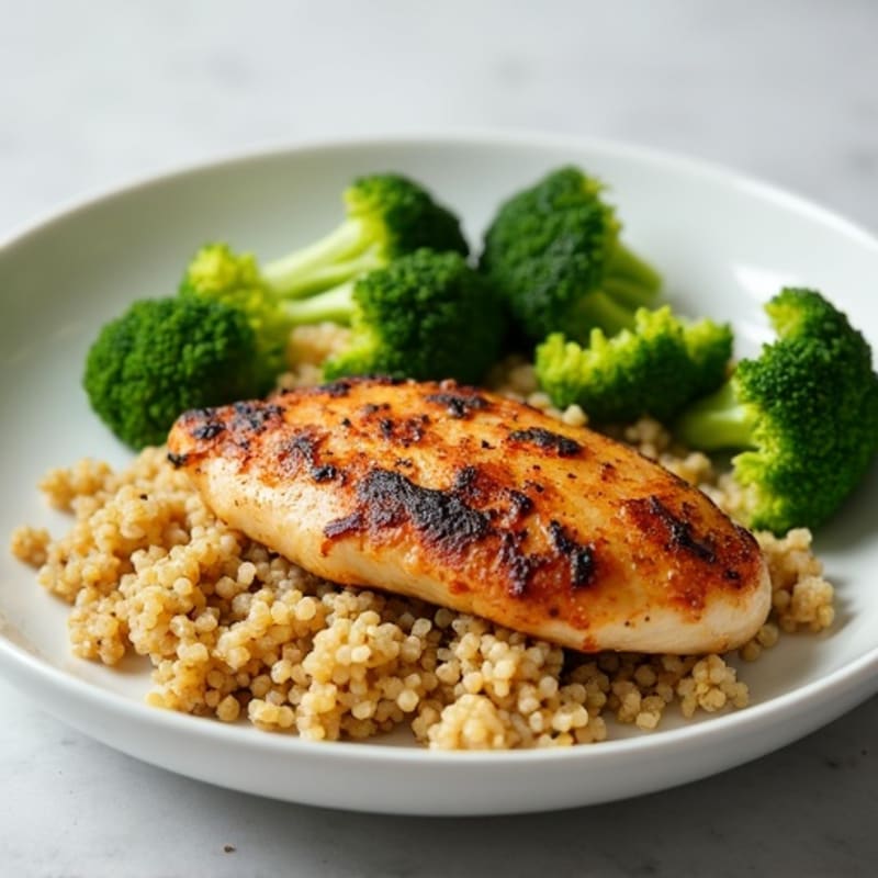 Grilled Chicken Breast with Quinoa and Steamed Broccoli