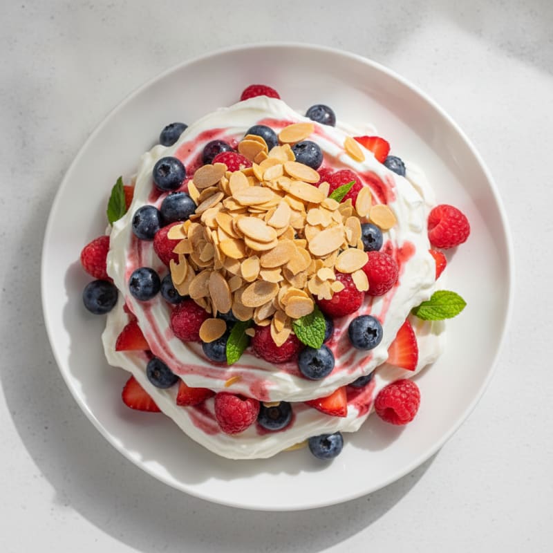 Greek Yogurt Protein Parfait with Mixed Berries and Almonds