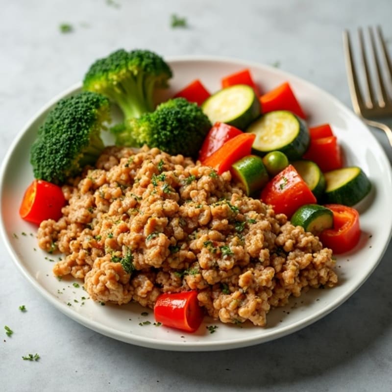 Herb-Seasoned Ground Chicken Skillet with Roasted Vegetables