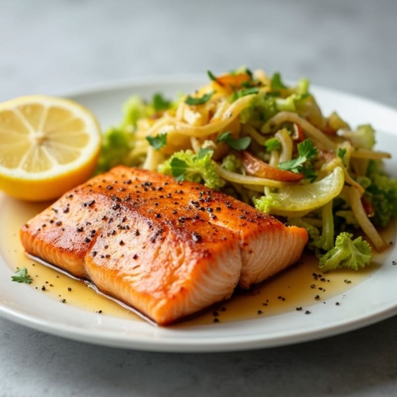 Pan-Seared Salmon with Crispy Sautéed Cabbage