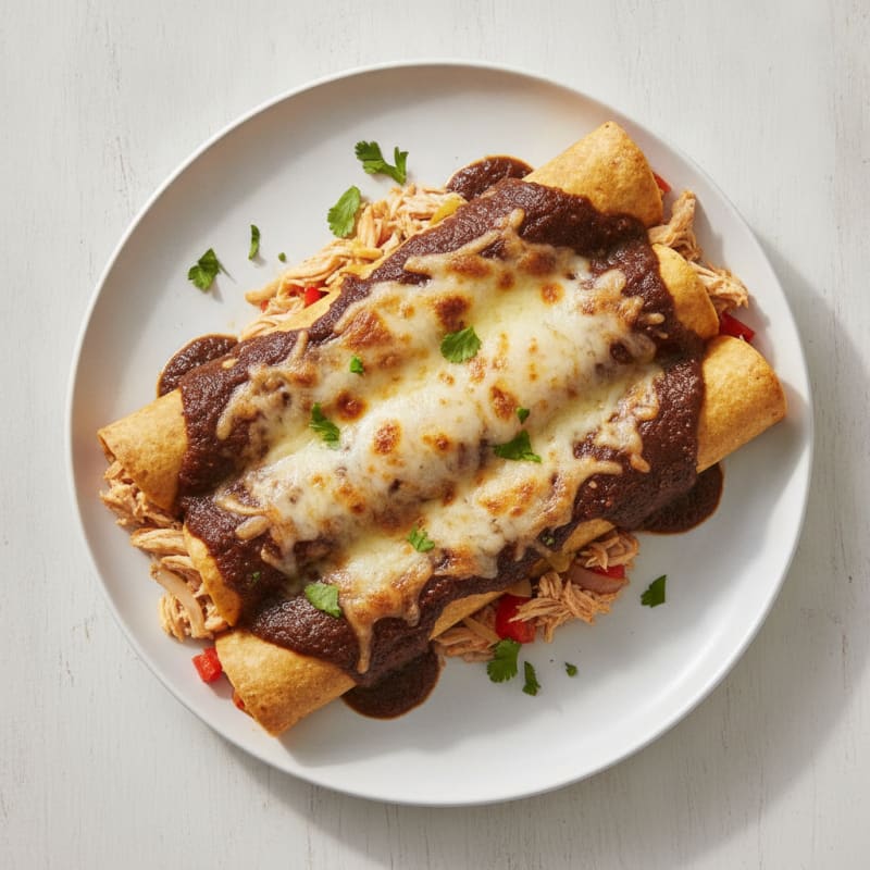 Mexican Chicken Enchiladas with Ancho Chili Sauce