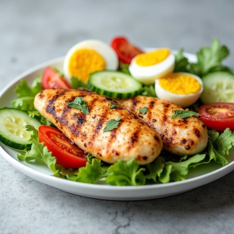 Grilled Chicken Breast with Cucumber Tomato Salad