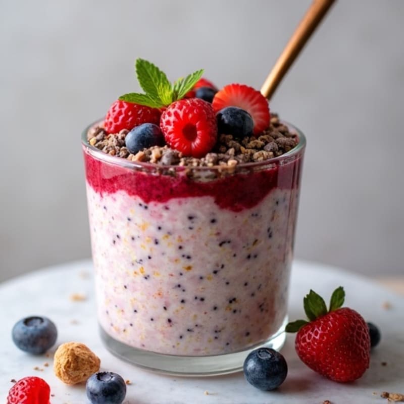 Creamy Berry Chia Overnight Oats