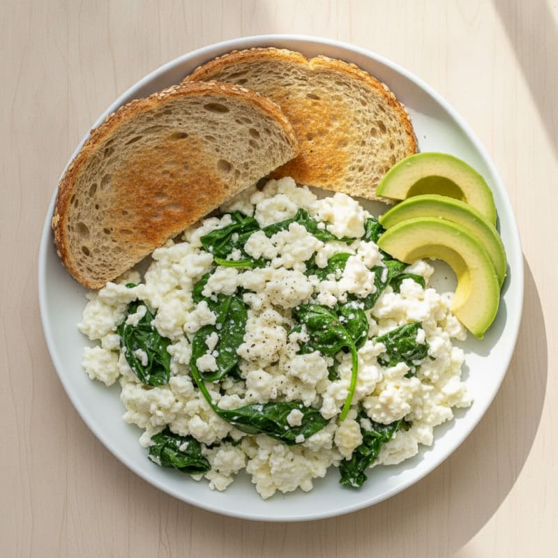 Fluffy Egg White and Spinach Scramble